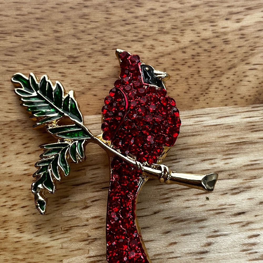 Elegant Red Cardinal Bird Brooch